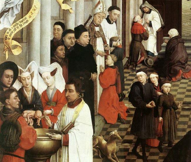 WEYDEN, Rogier van der Seven Sacraments Altarpiece oil painting image